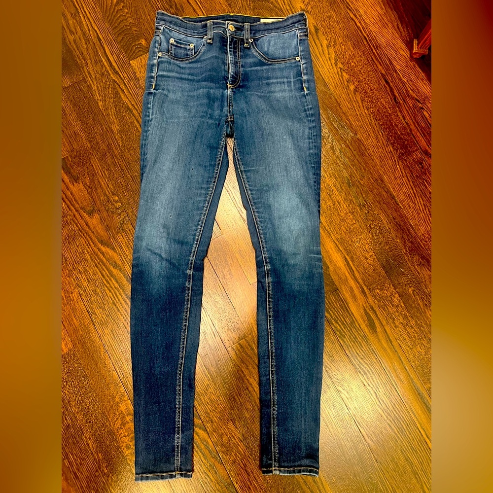 rag & bone Dark High Rise Blue Skinny Jeans